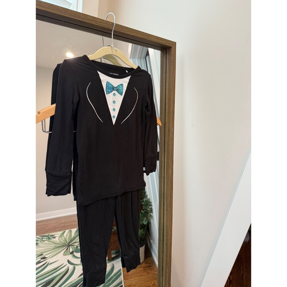 Posh Peanut 3T Pajamas Set Black Tuxedo Bow Tie  Sleepwear Kids Bamboo - Picture 1 of 5